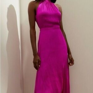 Elegant Pink Halter Dress